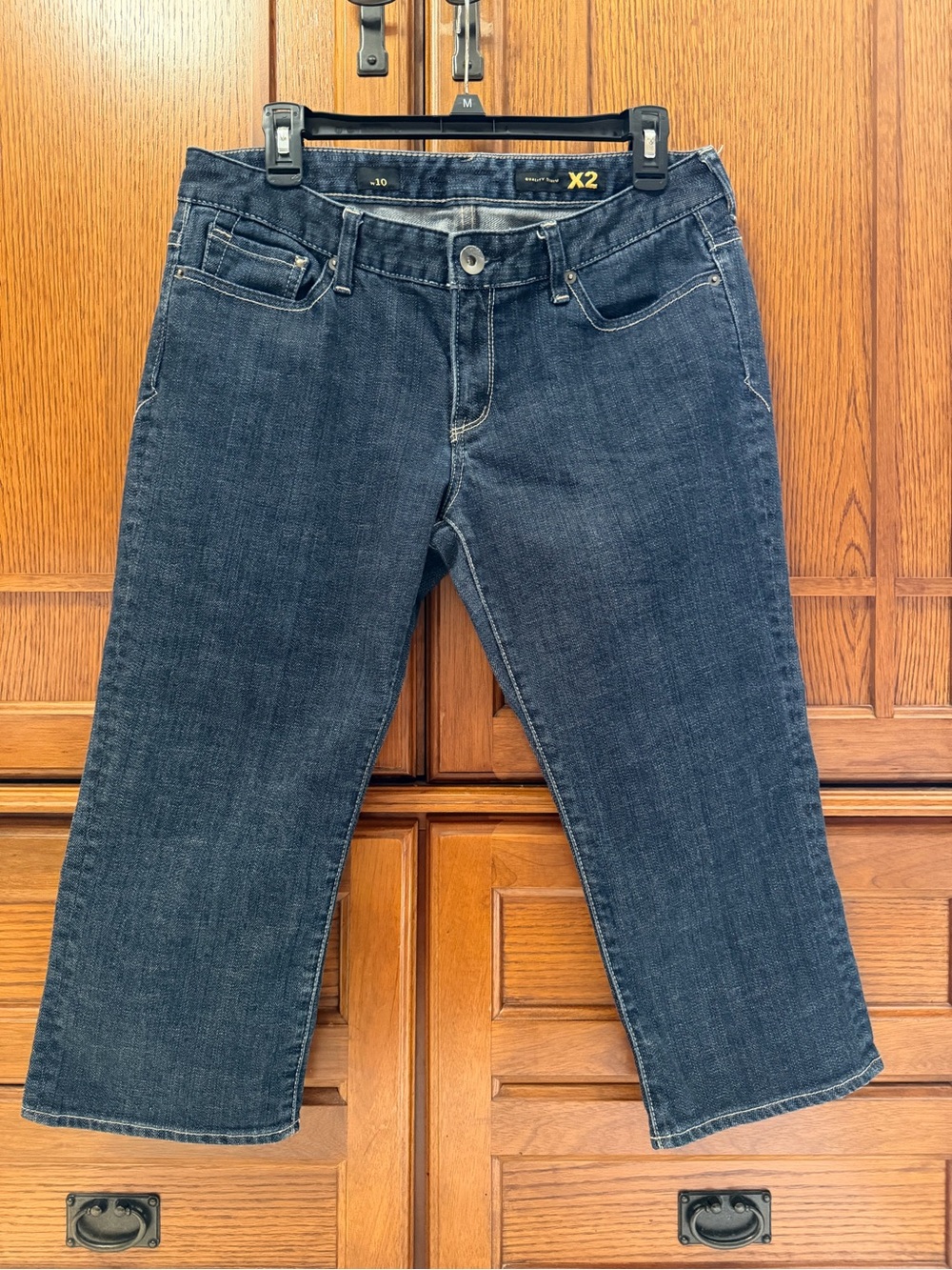 VTG Y2K Express X2 Quality Demim W10 Capris Cropped Dark Wash Trashy McBling
